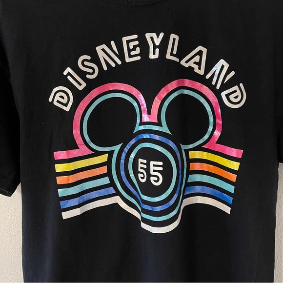 Disney Parks Retro Disneyland Mickey Mouse Neon 55 Black Graphic Tee-Medium - Picture 4 of 6